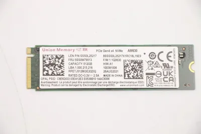 Produktbild von Lenovo SSDASM 512GM.22280PCIe4x4UMOPAL (5SS0W79513)