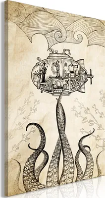 Produktbild von Italienischer Leinwand Leinwandbild - Vintage Submarine (1 Part) Vertical 20x30 cm Abstrakt n-C-0316-b-a