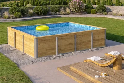Produktbild von Massivholzpool Siargao Gr. 2, Folie Carrara, 45 mm Wandstärke