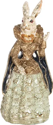 Produktbild von Clayre & Eef Figur Kaninchen 5x4x11 cm Beige Blau Polyresin