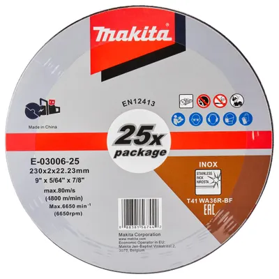 Produktbild von MAKITA Edelstahl-Trennscheibe 230 x 2,0 x 22,23 mm, 25 Stück E-03006-25