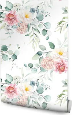 Produktbild von 10m VLIES TAPETE Rolle Aquarell ROSEN Blumen Eukalyptus Blätter 6578