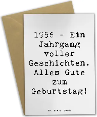Produktbild von Mr. & Mrs. Panda Grußkarte Spruch 1956 Geburtstag - Weiß - Geschenk, Alter, weihnachtskarten, Geburtstagsspruch, dankeskarten, glückwunschkarten, Happy Birthday, Feier
