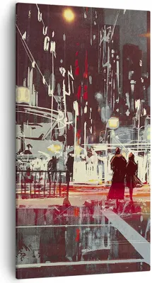 Produktbild von Bild auf Leinwand - Leinwandbild - Stadt Straße Nacht - 55x100cm - Wand Bild - Wanddeko - Leinwanddruck - Bilder - Kunstdruck - Wanddekoration - Leinwand bilder - Wandkunst - PA55x100-3780