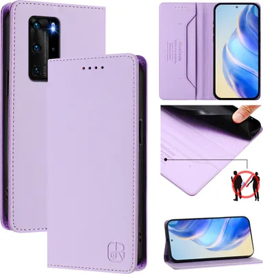 Immagine prodotto di Custodia in pelle per Huawei P40 Pro, flip case con slot per carte, portafoglio e supporto Viola