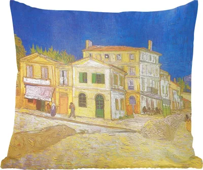 Produktbild von MuchoWow® Zierkissen Sofakissen Wohnzimmer Dekokissen 50x50 cm Das gelbe Haus - Vincent van Gogh - Komfort - Sofakissen