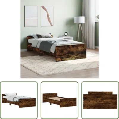 Produktbild von The Living Store Bettgestell Räuchereiche 100x200 cm Holzwerkstoff