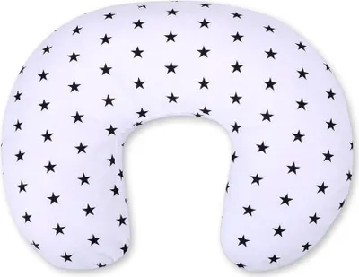 Immagine prodotto di Cuscino per allattamento, cuscino per gravidanza, supporto ergonomico - 100 % cotone - Nero con stelle