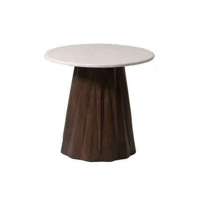Productafbeelding van Bijzettafel Faiza Marmer Beige Rond 50cm - Giga Meubel
