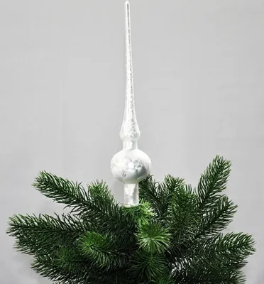 Produktbild von JACK Christbaumspitze Thüringer Glas 28cm Spitze Mundgeblasen Eislack Glanz Matt, Farbe:Weiß Eislack