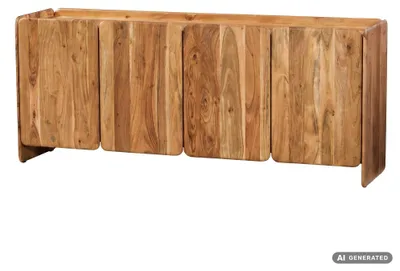 Produktbild von WOHNLING Sideboard Akazie Massivholz 180cm Anrichte mit 4 Türen Kommode modernes Design Schrank Holzkommode Handmade, KI-generiertes Bild