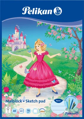 Produktbild von Pelikan Malblock / Zeichenblock / 60 Blatt / DIN A5 / "Prinzessin"