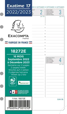 Image de EXACOMPTA 18272E Recharge Exatime 17 2 pages/semaine