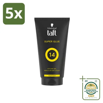 Produktbild von 5 x Taft Men Power Gel Super Glue 14 - Ultieme Stevigheid - 150 ml - Vorratspackung - 5 Stücke
