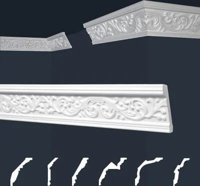 Produktbild von Marbet Deckenleisten weiß Sparpaket aus Styropor EPS - Stuckleisten gemustert, im traditionellen Design - (50 Meter B-18) Styroporleisten Zierprofile Stuck