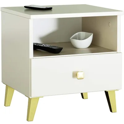 Produktbild von Nachttisch – Nachtkommode – Nachtkästchen – MOBI – Kaschmir – 40 cm – Moderner Beistellschrank mit Schublade und offenem Fach