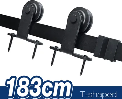 Produktbild von WYCTIN 183cm Schiebetürsystem Schiebetürbeschlag Schiebetürset Beschlagset Schwarz T-Haken