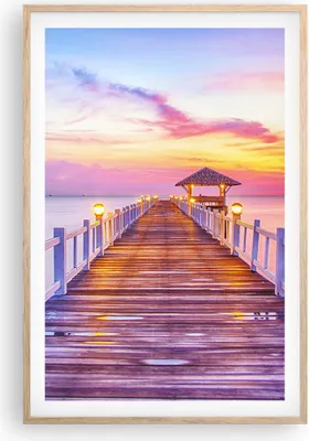 Produktbild von Gerahmtes Poster - Rahmen in heller Eiche - Sonnenuntergang Wasser Brücke Horizont - 61x91,5 cm - Wand Bild - Wanddeko - Wandbilder - Wandposter - Bilderrahmen - Bilder - Kunstdruck - P2NPA61x91-2515