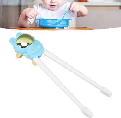 Obrázek produktu pro Pomůcka pro trénování používání hůlek pro děti, kreslený vzor, trojrozměrné učení, modrá barva