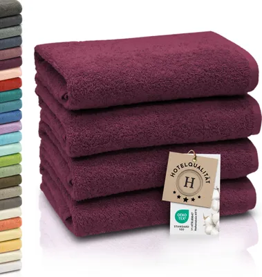Produktbild von 4er Set Handtücher aus Baumwolle, 50x100 cm, violett