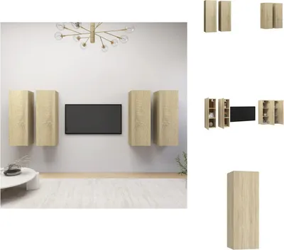 Produktbild von vidaXL TV-Schränke 4 Stk. Sonoma-Eiche 30,5x30x90 cm Holzwerkstoff -  TV-Möbel