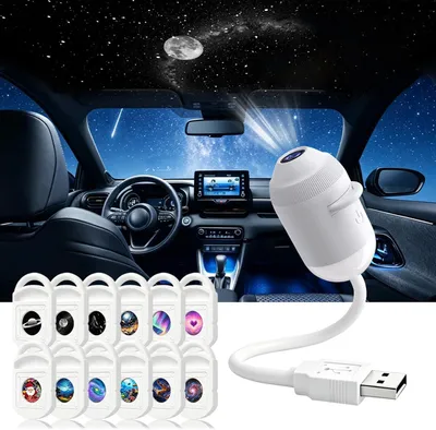 Obrázek produktu pro Projektor galaxie, noční lampa (s 12 fóliemi). Projektor hvězdné oblohy pro auto, noční lampa, dárek pro děti i dospělé