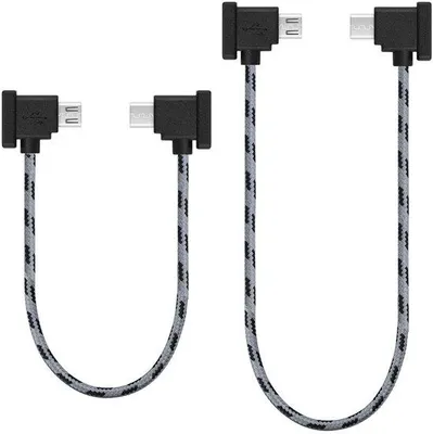 Immagine prodotto di Cavo in alluminio da 30 cm + 1,5 m (2 pezzi), compatibile con iPhone, droni DJI, tablet, con connettore Micro USB a USB-C, adatto per Mini SE, Mavic Pro, Mavic Air, Mavic 2 Pro/Zoom