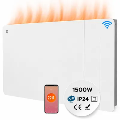 Imagen del producto de CIARRA Radiador Eléctrico 1500W con WiFi y App, Calefactor Cerámico con Termostato, Radiador de Pared Programable, IP24, para 10–20 m², Blanco