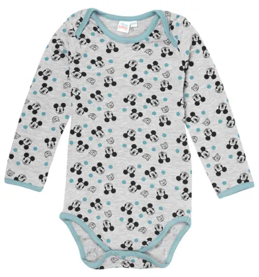 Produktbild von Disney Mickey Mouse Baby Body Unisex – Strampler Schlafstrampler Langarm Grau 86-92