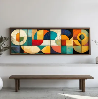 Produktbild von Wallity, EMR042, Dekoratives gerahmtes MDF-Gemälde, Mehrfarbig, 100 % MDF, 40 x 120 x 3,5 cm
