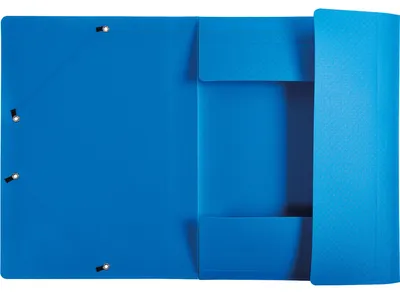 Image de 10 chemises à rabats Exacompta opaques 55082E, format A4, en polypropylène, avec élastique, 3 rabats, bleu