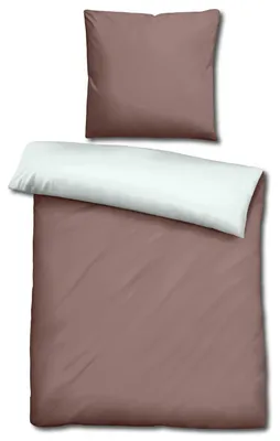 Produktbild von Sleezzz® Renforcé Wendebettwäsche hellbraun/weiß 135 x 200 + 80 x 80 cm