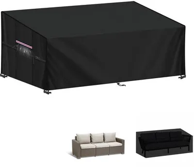Productafbeelding van Unyqoos® beschermhoes voor tuinbank, geschikt voor 3 personen, afmetingen 160 x 85 x 71/61 cm, gemaakt van 420D Oxford-materiaal met een Polyurethancoating, waterdicht, UV-bestendig, windbestendig met ventilatie
