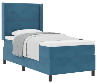 Obrázok produktu pre Posteľ s pružinovým rámom s matracmi Modrá 90 x 200 cm Zamat