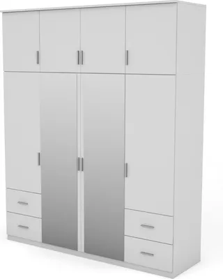 Zdjęcie produktu dla Meblast | Szafa 200/242 cm, biała z 2 lustrami, okucia Premium | Elegancka, duża
