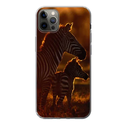 Produktbild von MuchoWow® Handyhülle Schutzhülle Hülle für iPhone 13 Pro Max Zebra - Sonne - Fohlen Silikon Softcase Handy Hülle - Mobiltelefon