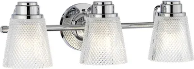 Produktbild von Badezimmerlampe Metall Glas G9 IP44 B: 54,5 cm Chrom poliert 3-flammig länglich 3000 K warmweißes Licht