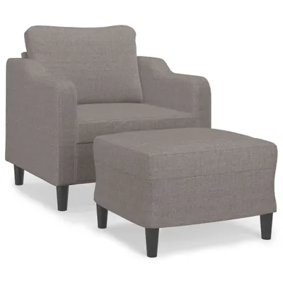 Image de vidaXL Fauteuil avec pouf Taupe 60 cm Tissu