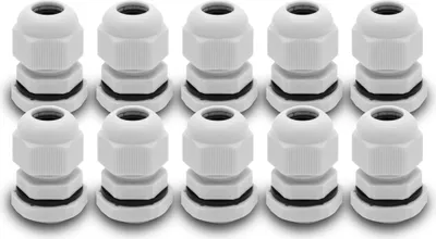 Produktbild von 10x ARLI Kabelverschraubungen IP68 Grau M16 x 1,5 mm mit metrischem Anschlussgewinde und Gegenmutter