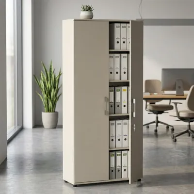 Produktbild von Aktenschrank abschließbar 80 cm Büroschrank mit Schloss Ordnerschrank Kaschmir Dokumentenschrank