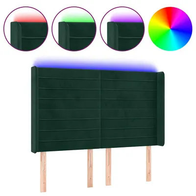 Produktbild von vidaXL LED Kopfteil Dunkelgrün 147x16x118/128 cm Samt