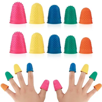 Fingerkuppenschutz aus Gummi, 10 Stück, 5 Farben, 5 Größen