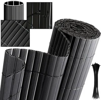 Zdjęcie produktu dla Panel ogrodzeniowy PVC, 0,9 x 3 m, zapewniający prywatność – idealny do oddzielenia ogrodu i balkonu – kolor: szary, wymiary: 0,9 x 3 m