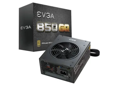 Produktbild von EVGA 850 GQ, 850 W, 100 - 240 V, 50 - 60 Hz, 14 A, 120 W, 849,6 W