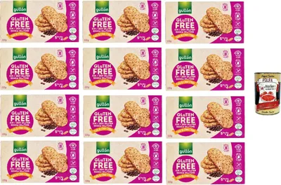 Produktbild von GULLON Biscotti di avena con gocce di cioccolato, senza glutine, Haferkekse mit Schokoladenchips, biscuits gluten frei, gluten free 12x 220g + Italian Gourmet polpa 400g