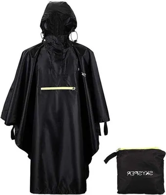 Produktbild von Famanu Regenponcho - Wasserfester Poncho für Herren und Damen - Schwarz