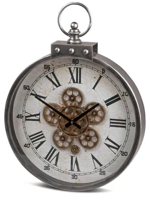 Produktbild von formano Moderne Wanduhr mit Beweglichen Zahnrädern 46cm Metall Clock Antikfinish