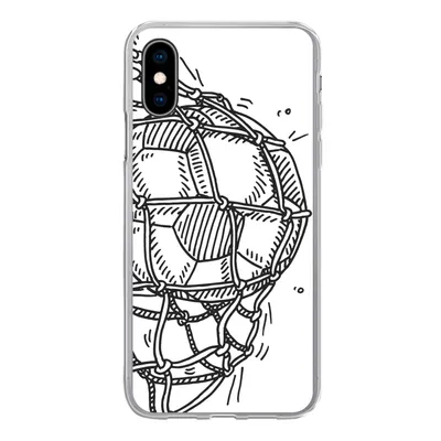 Produktbild von MuchoWow® Handyhülle Schutzhülle Hülle für iPhone X Eine Illustration eines Fußballschusses ins Tor - Jungen - Mädchen - Kinder Silikon Softcase Handy Hülle - Handyhülle