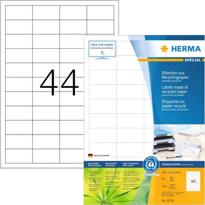 Produktbild von HERMA 10726, Weiß, Selbstklebendes Druckeretikett, Gestanztes Etikett, A4, Papier, Laser/Inkjet