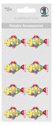 Aufkleber bunter Fisch, 8 Stück, selbstklebend, Deko